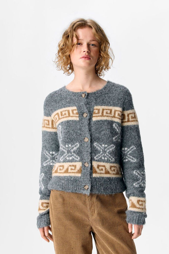 Object Galia Intarsia Knit Cardigan - The Mercantile London