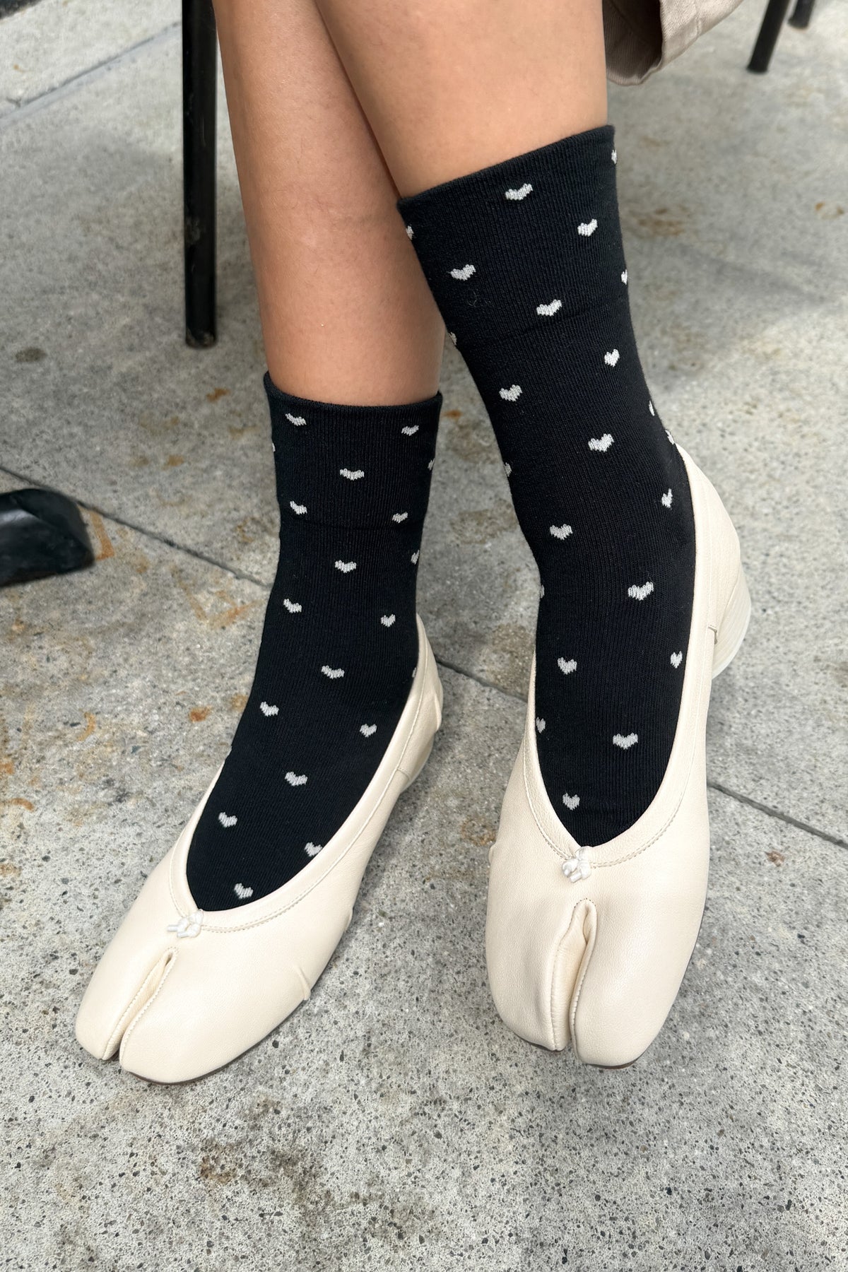 Le Bon Shoppe Black & Cream Heart Sneaker Socks