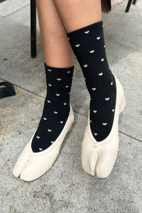 Le Bon Shoppe Black & Cream Heart Sneaker Socks