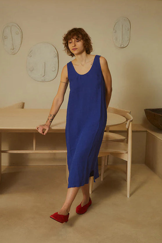L.F. Markey Basic Linen Shift Cobalt Dress - The Mercantile London