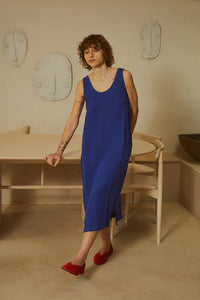L.F. Markey Basic Linen Shift Cobalt Dress - The Mercantile London
