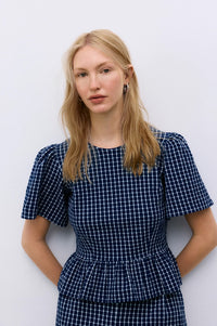The New Society Jasmine Blue Check Top - The Mercantile London