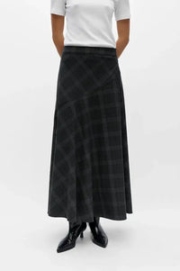 Object Diena Gunmetal Check Maxi Skirt
