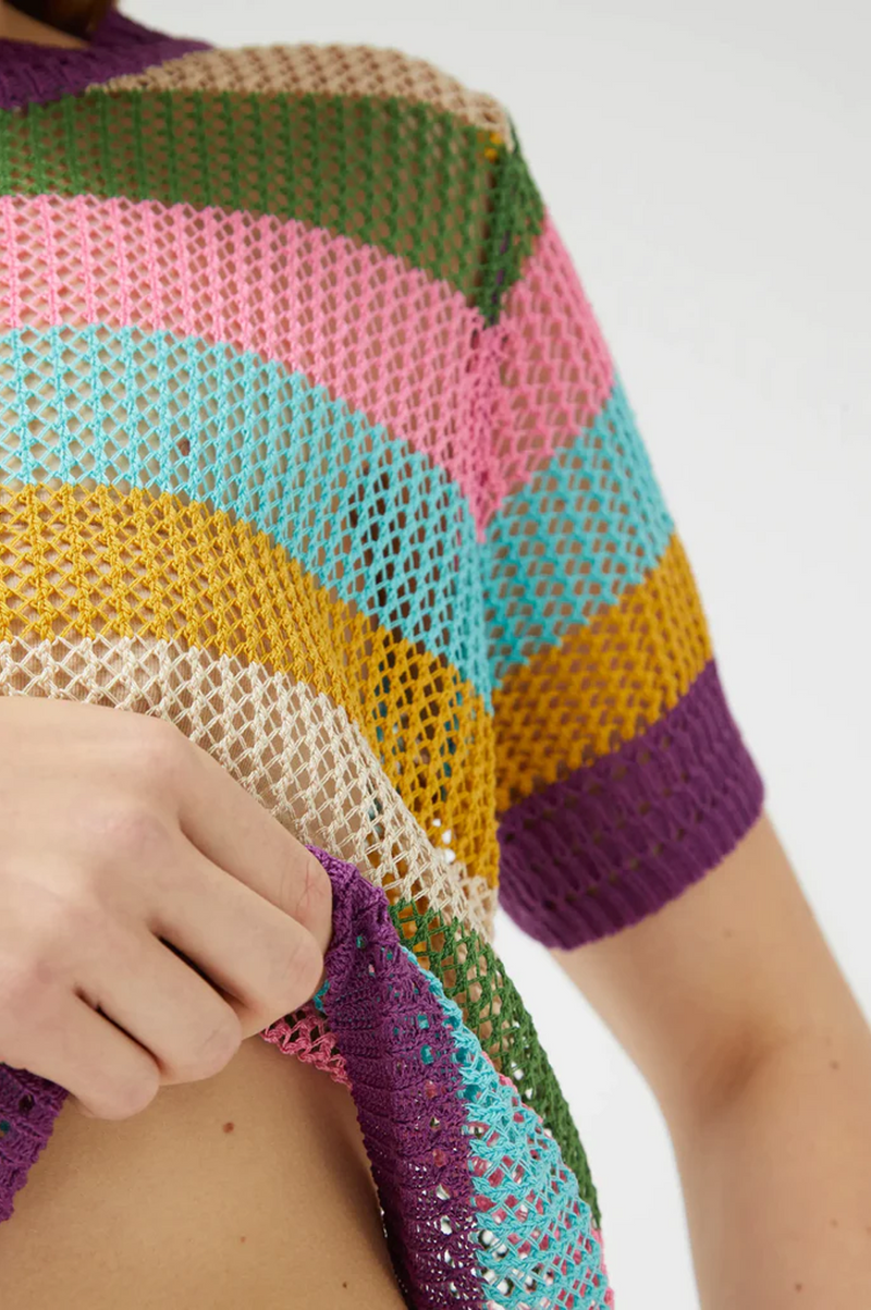 Compania Fantastica Striped Openwork Knit Top - The Mercantile London