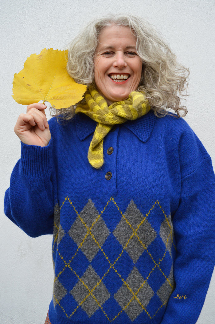 Damson Madder Saskia Slouchy Rugby Argyle Jumper - The Mercantile London
