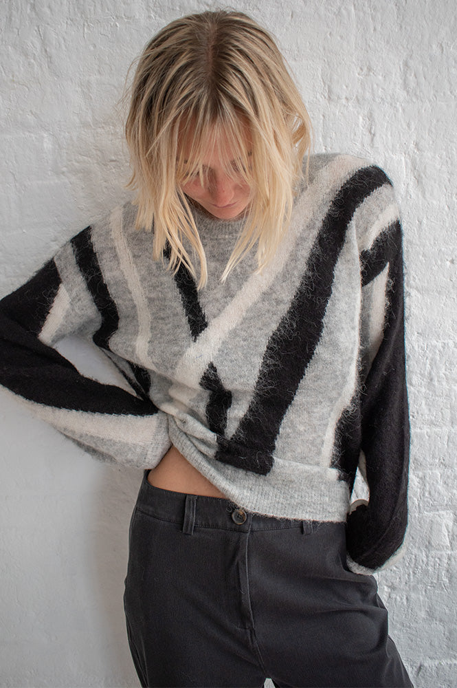Numph Suri Grey Brushed Pattern Jumper - The Mercantile London