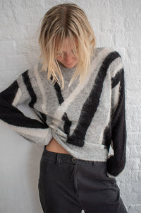 Numph Suri Grey Brushed Pattern Jumper - The Mercantile London