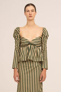 Carmen Says Garland Green Striped Top - The Mercantile London