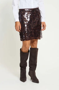 ICHI Peleoa Fudge Sequin Mini Skirt