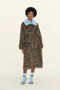 Samdi Carrington Leopard & Powder Blue Coat - The Mercantile London