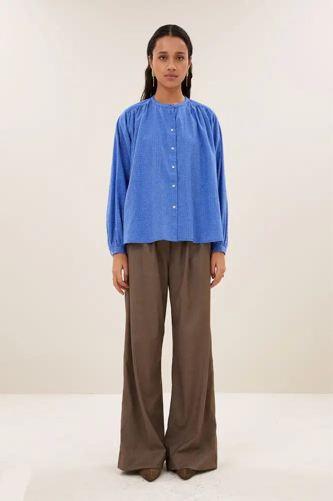 By-Bar Nyka Little Blue Check Blouse