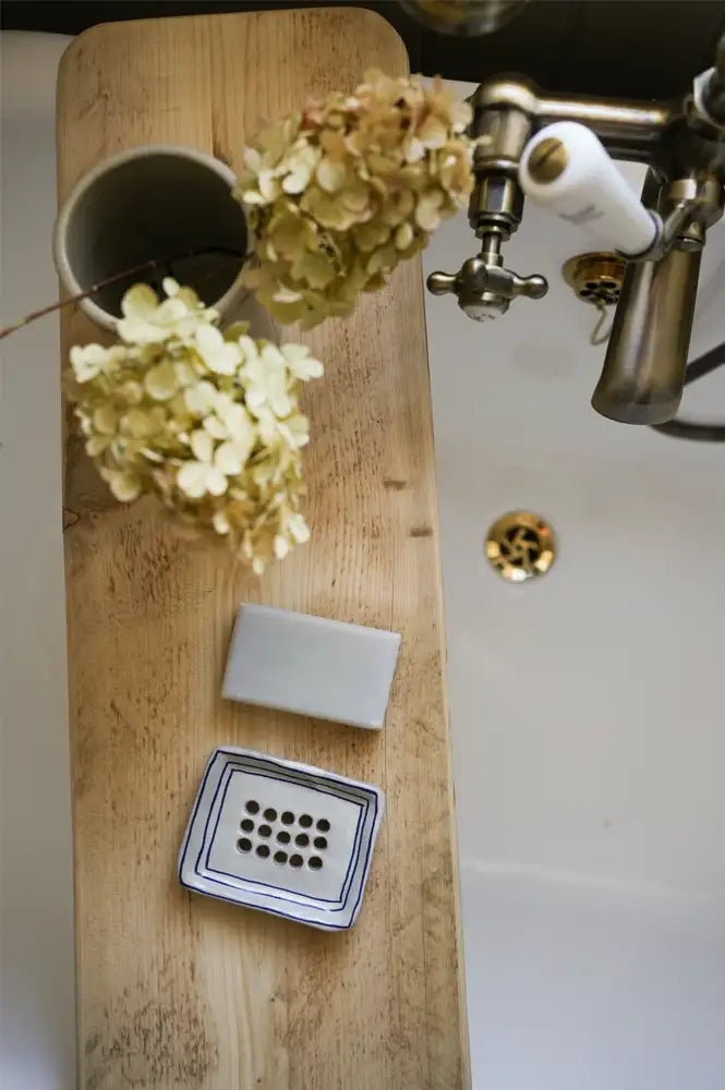 Hand Painted Ink Breton Stripe Soap Dish - The Mercantile London