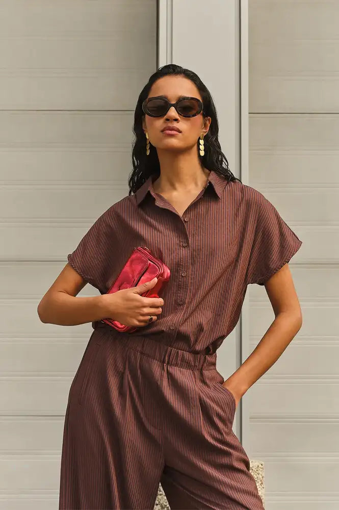 By-Bar Barley Tannin Stripe Blouse
