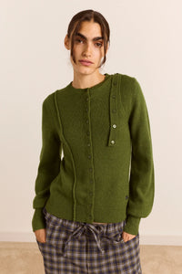 Damson Madder Marla Green Wool Cardigan