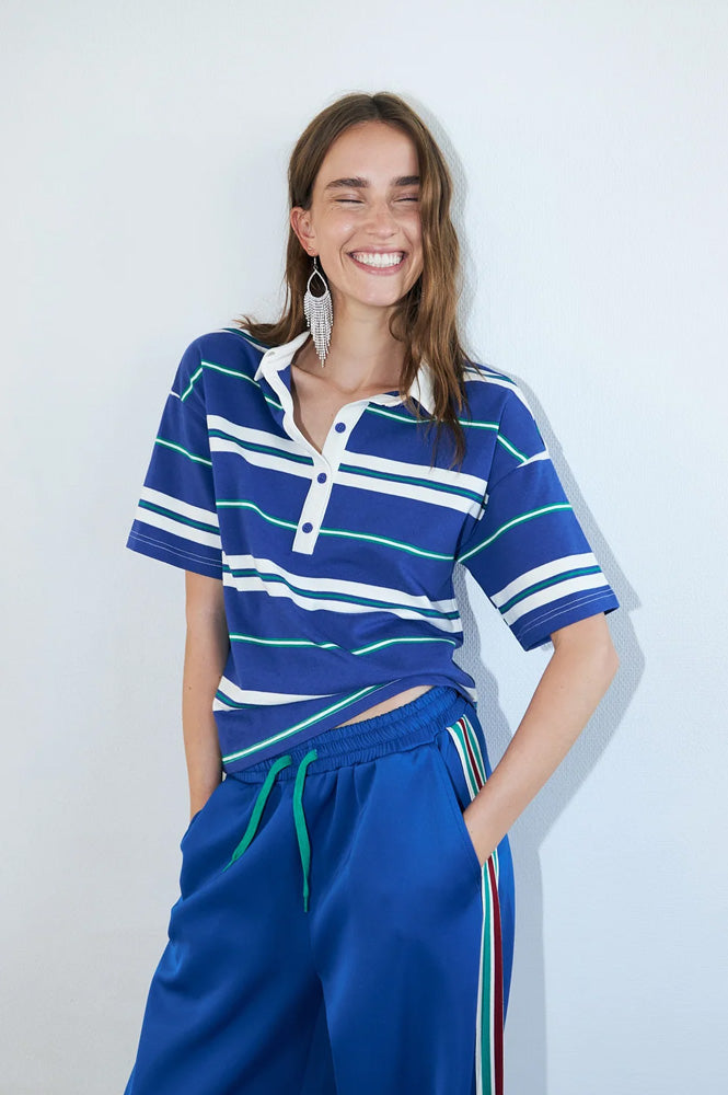 Lolly's Laundry Ulma Blue Stripe Polo T-Shirt