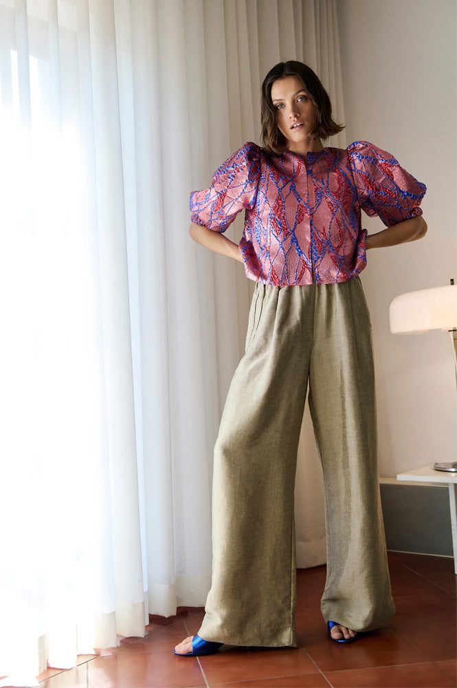 By-Bar Mauri Coral Jacquard Blouse