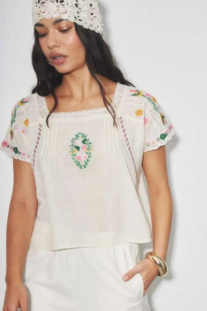 Louizon Wish Ecru Embroidered Blouse - The Mercantile London
