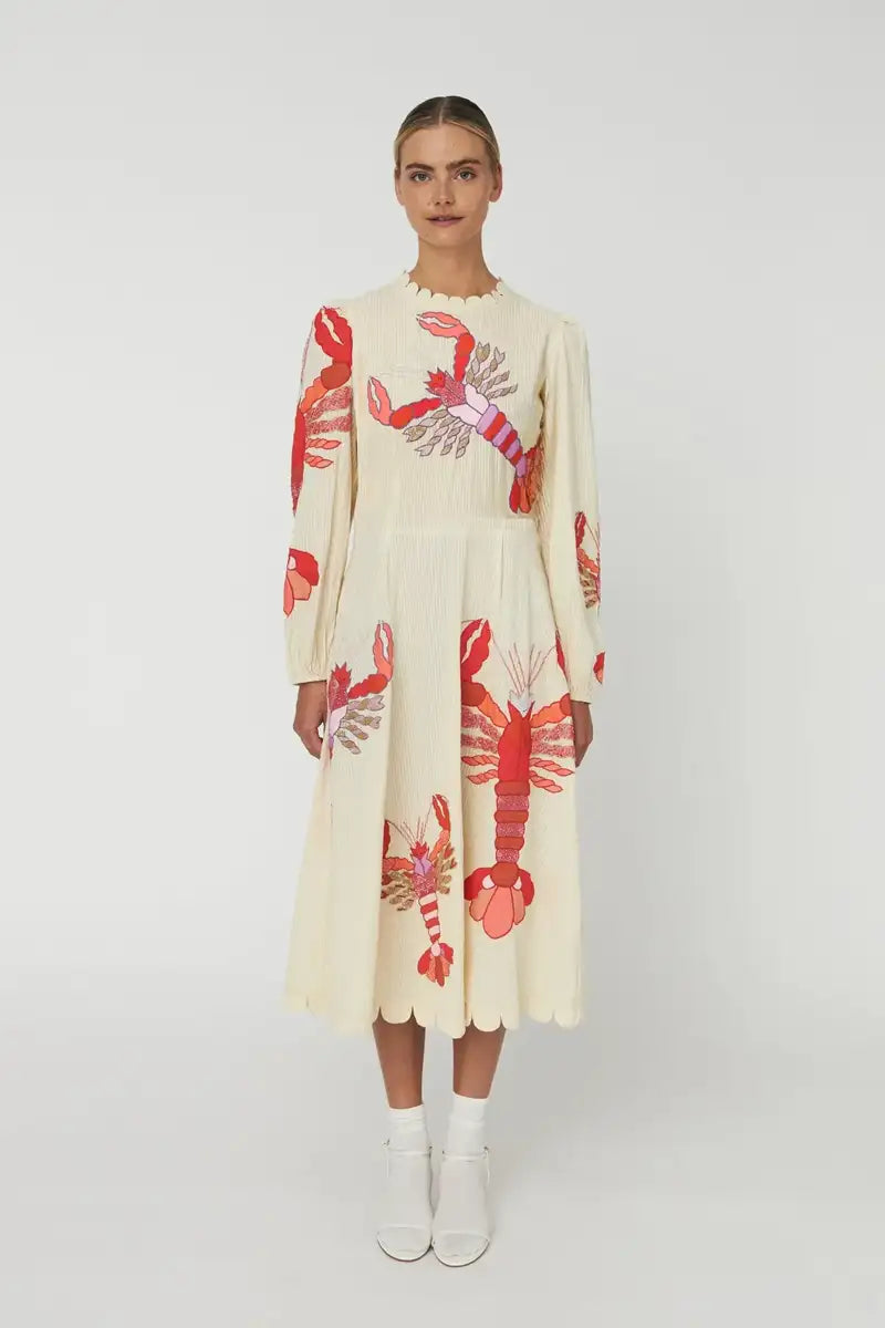 Stella Nova Lobster Embroidered Midi Dress - The Mercantile London