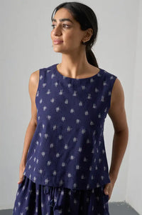 Bibico Pippa Navy Ikat Top - The Mercantile London