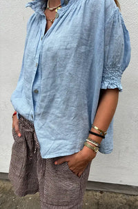 Linen & More Brown Stripe Shorts