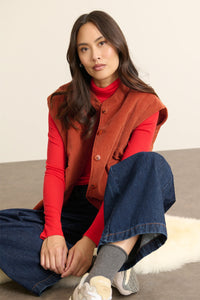 Garance Bresil Terracotta Corduroy Sleeveless Jacket - The Mercantile London
