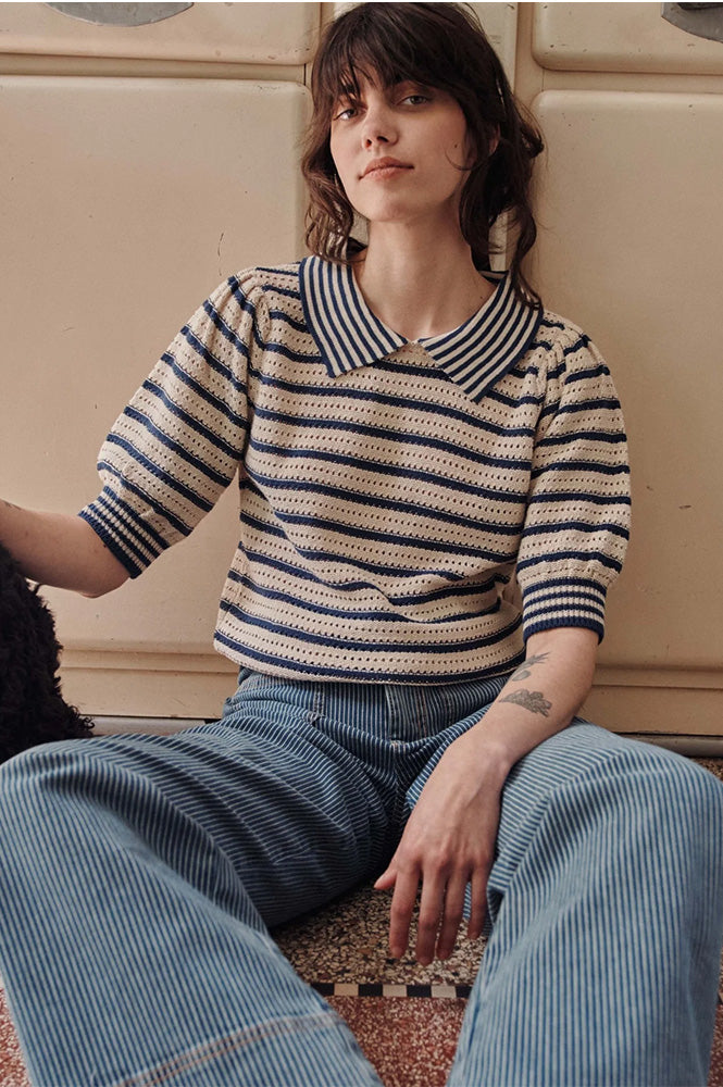 Emile Et Ida Dauphine Marina Blue Polo Top - The Mercantile London