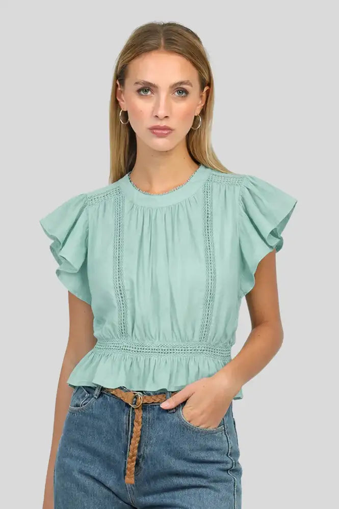 An'ge Salekina Celadon Blouse - The Mercantile London