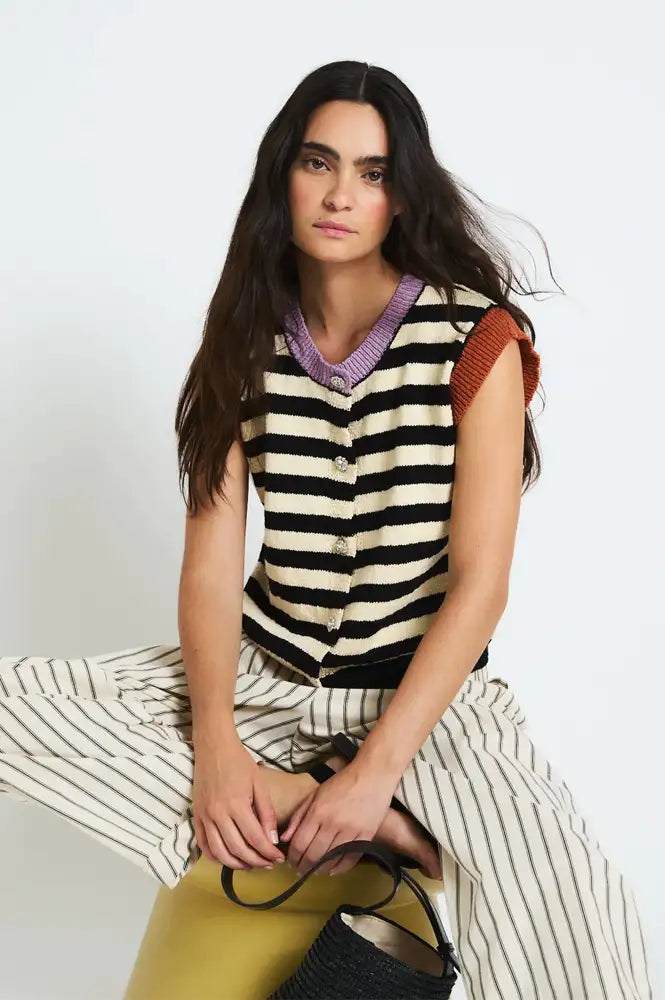 Sophie + Lucie Sailor Striped Knitted Vest - The Mercantile London