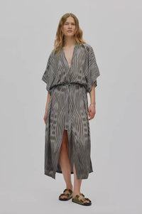 Rabens Saloner Alesandra Asphalt Ombre Ikat Kimono Dress - The Mercantile London