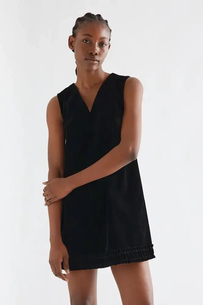 Compania Fantastica Black Velvet Short Dress
