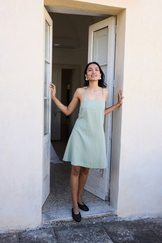 ICHI Linno Sage Mini Dress - The Mercantile London