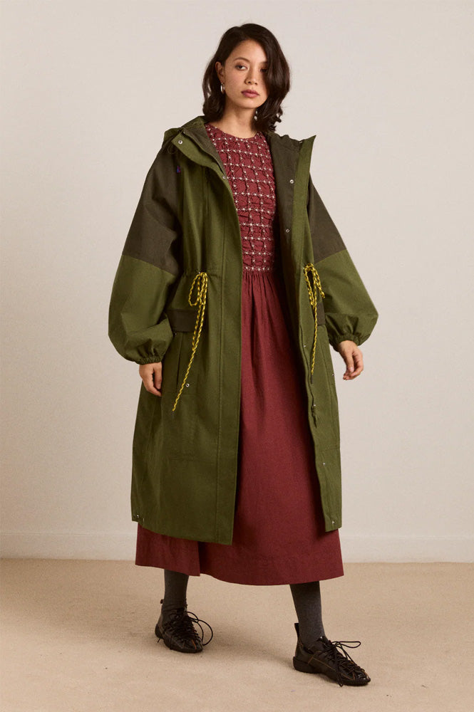 Damson Madder Logan Forest Waterproof Long Raincoat - The Mercantile London