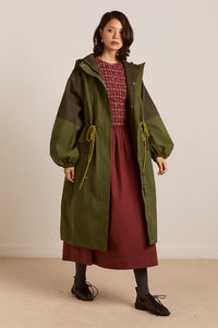 Damson Madder Logan Forest Waterproof Long Raincoat - The Mercantile London