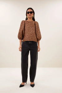 By-Bar Jet Copper Cheetah Sparkle Blouse