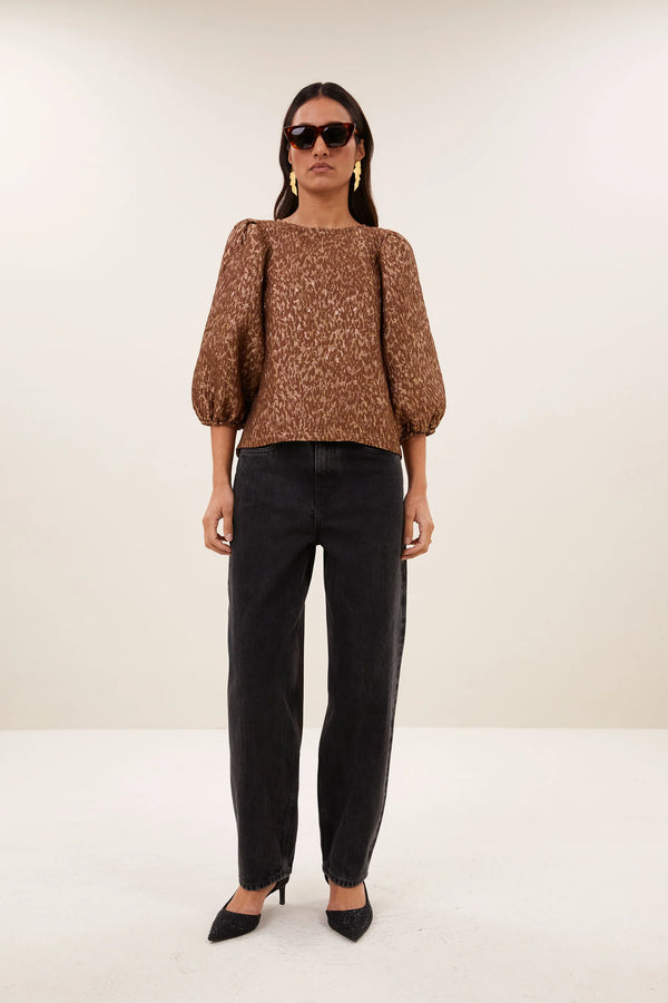 By-Bar Jet Copper Cheetah Sparkle Blouse