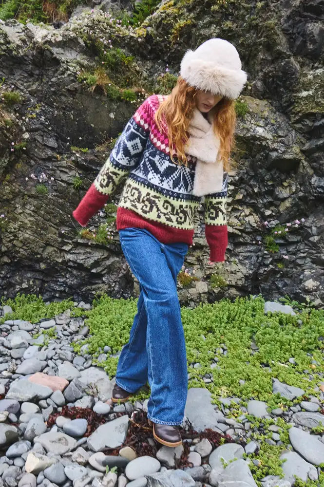 ICHI Cylle Zinfandel Pink & Charcoal Jumper