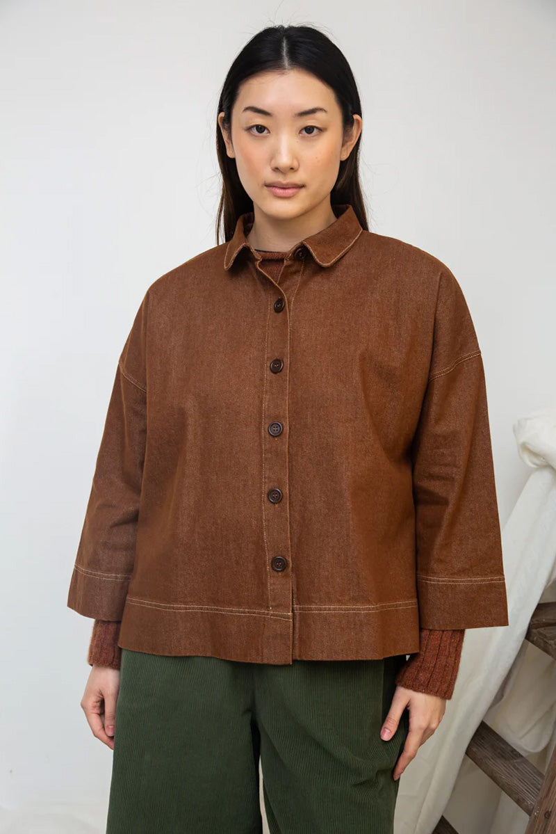 Beaumont Organic Dylan Bark Brown Overshirt - The Mercantile London