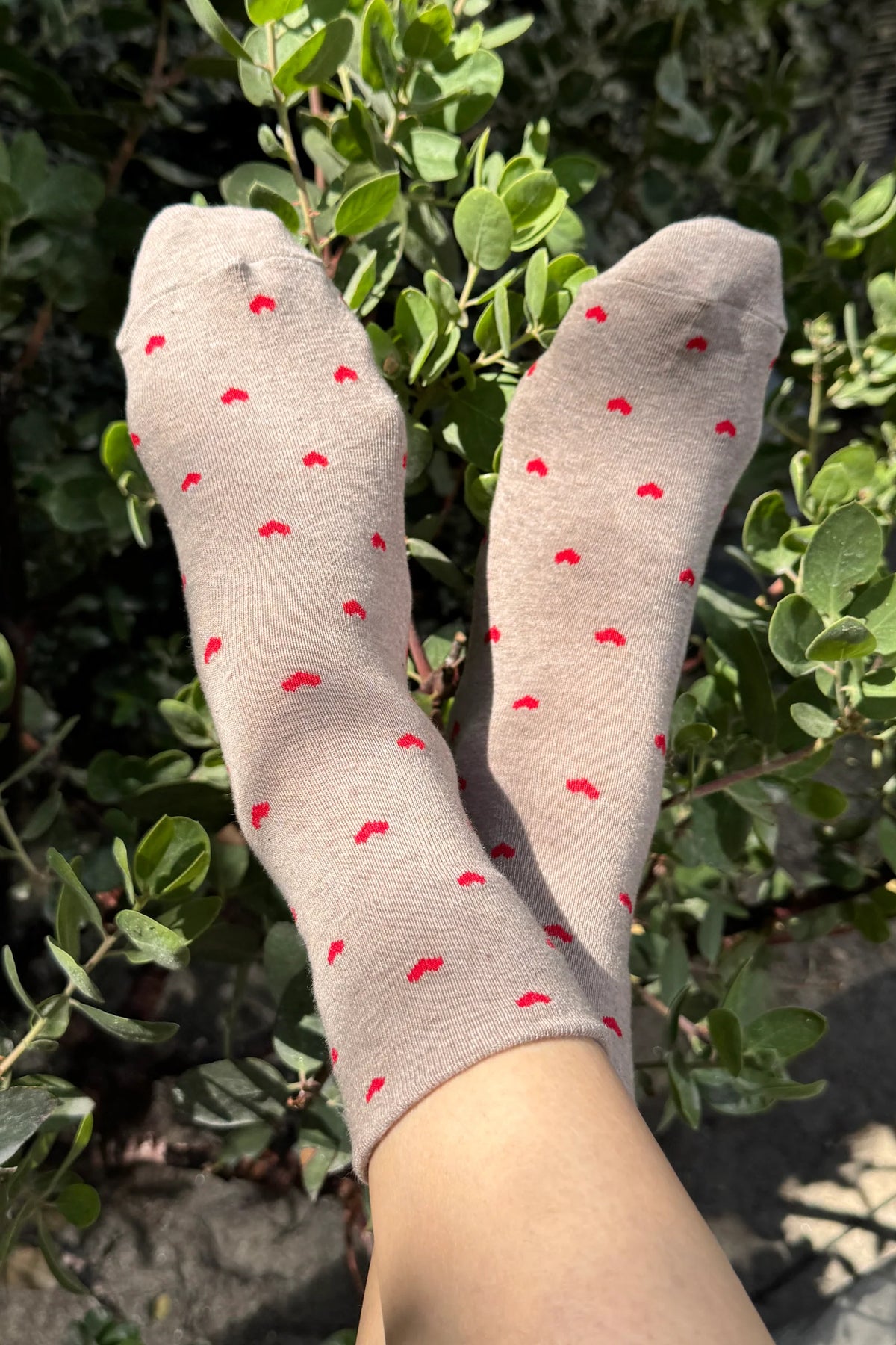 Le Bon Shoppe Latte & Red Heart Sneaker Socks