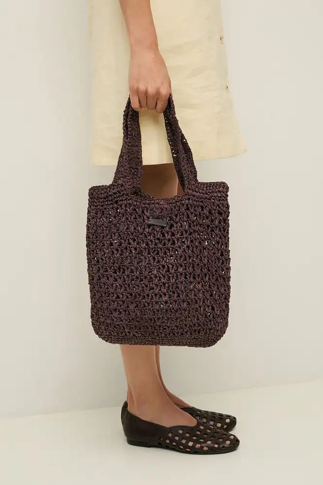 Yerse Chocolate Raffia Bag - The Mercantile London