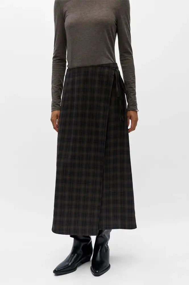 Object Soley Reese Carafe Check Midi Wrap Skirt