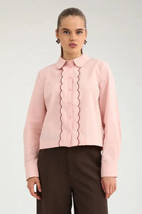 Numph Francy Peachskin Scalloped Shirt