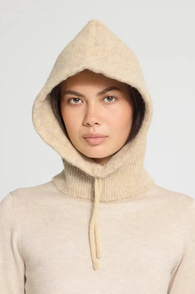 ICHI Gunilla Oatmeal Melange Knitted Hood