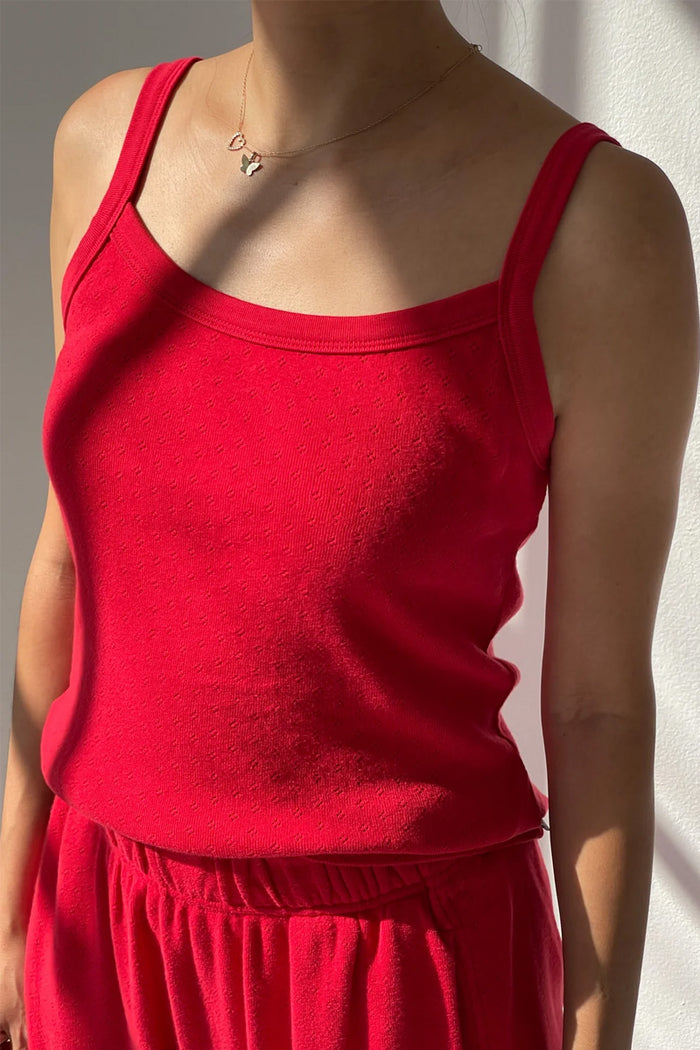 Le Bon Shoppe Eve Pointelle Red Cami - The Mercantile London