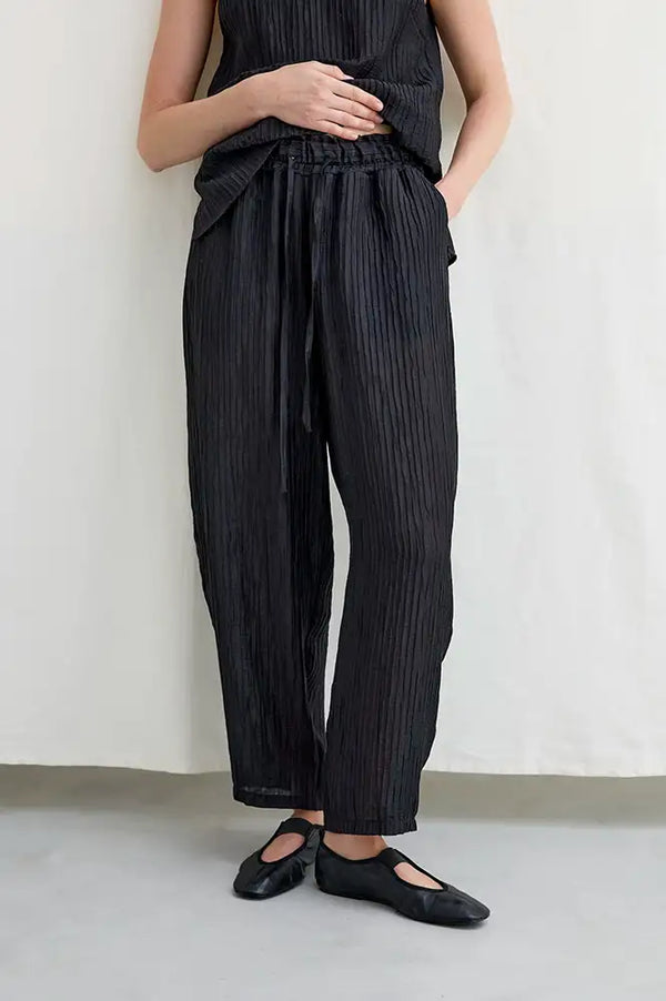 Diarte Luna Wrinckle Black Trousers - The Mercantile London
