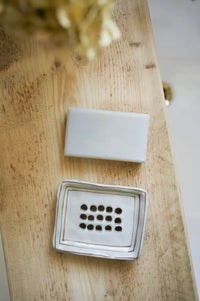 Hand Painted Taupe Breton Stripe Soap Dish - The Mercantile London