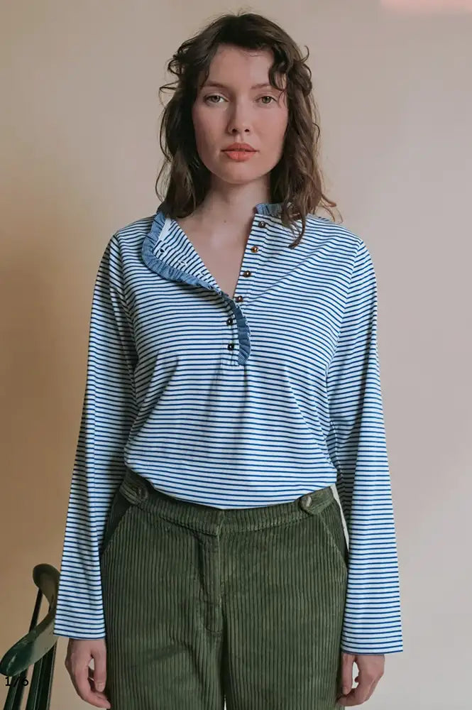 Emile Et Ida Evania Navy Striped T-Shirt