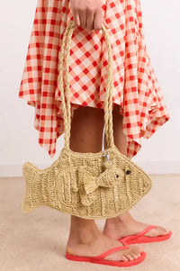 Damson Madder Raffia Fish Bag