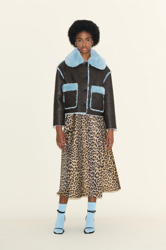 Samdi Johanna Chocolate & Powder Blue Jacket - The Mercantile London