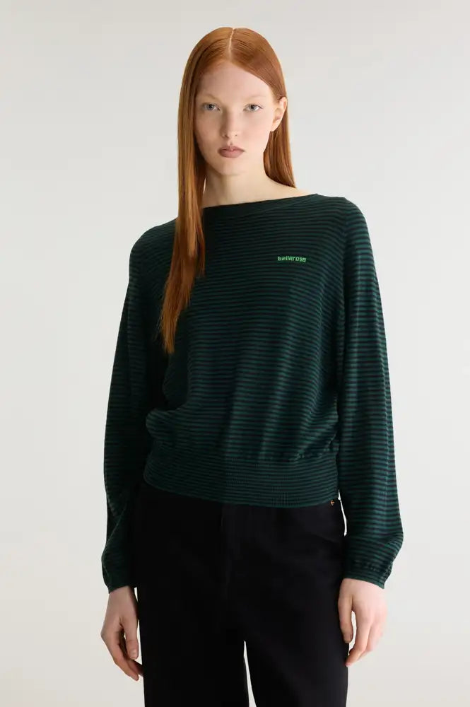 Bellerose Gerhi Bottle Green & Black Striped Sweater