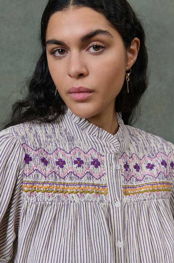 Louise Misha Louise Purple Striped Shirt - The Mercantile London